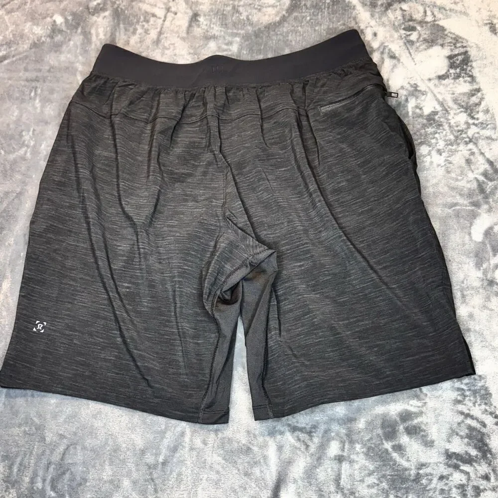 LULULEMON Men Sz L Shorts 9.5” Lined Charcoal Gray Black Yoga Sport Luxury 0227